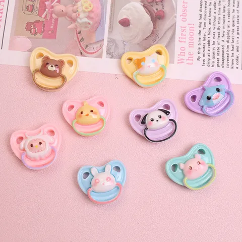 Niedliche Cartoon Tier Harz Aufnäher DIY Schmuck Bastelmaterialien Bär Küken Hund Schwein Hai Hase Schnuller Harz Zubehör