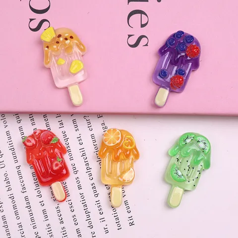 Summer Fruit Ice Cream Resin DIY Charms Fruit Shaped Glitter Resin Flatback Cabochons For Shoes Decoration Phone Case Craft Jewelry Accessories
