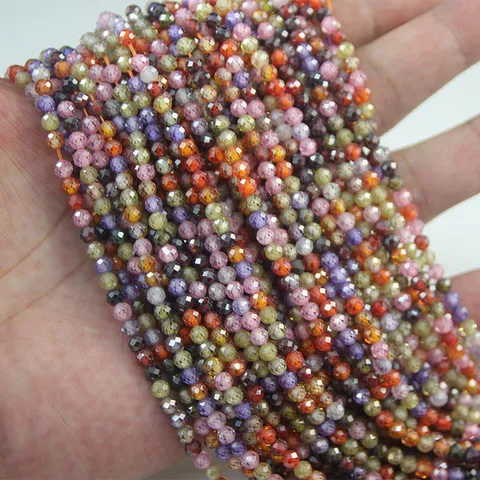 Perline Sfuse Tonde in Zirconia Faccettate Perline di Pietre Preziose Colorate per Accessori per la Creazione di Gioielli Fai da Te