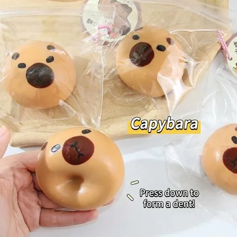 Cute Capybara Squishy Toy Slow Rising Soft TPR Stress Relief Fidget Toy Malleable Animal Decompression Toy Gift