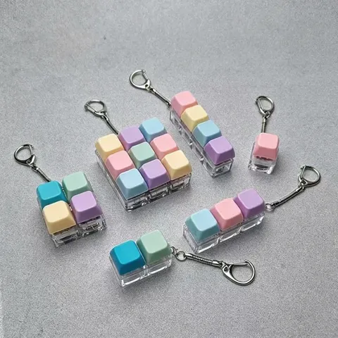 Macaron Mechanical Keyboard Switch Fidget Toy Keychain Portable Fingertip Decompression Toy With LED Light