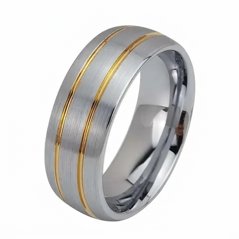 Minimalist Tungsten Steel Ring For Women Men Wedding Couple Ring Polished Electroplated Double Groove Fashion Jewelry Finger Ring