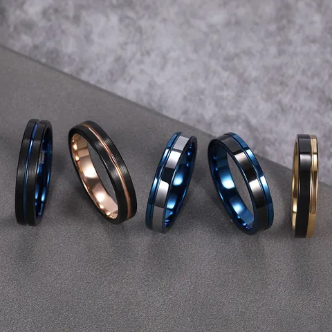 Minimalist Tungsten Steel Ring For Women Center Groove Fashion Finger Ring Elegant Chic Wedding Jewelry