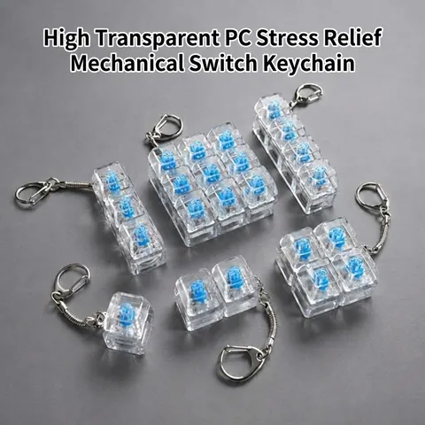 Transparent Mechanical Switch Fidget Toy Stress Relief Keychain Clear Clicker Toy