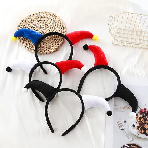 Halloween Plush Clown Horns Headband Cartoon Devil Horn Hair Hoop With Soft Balls For Masquerade Party Performance Costume Accessory