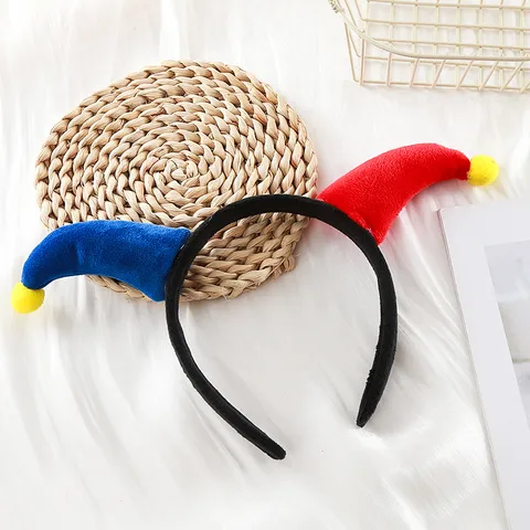 Halloween Plush Clown Horns Headband Cartoon Devil Horn Hair Hoop With Soft Balls For Masquerade Party Performance Costume Accessory