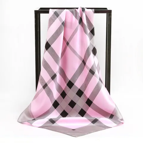 Sciarpa Quadrata da Donna in Poliestere Satinato Foulard Stampato Effetto Seta Motivo Floreale Retro Sciarpa da Collo