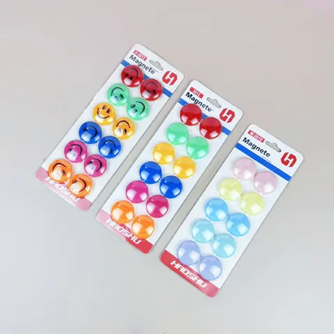30mm Macaron Colored Whiteboard Magnets Round Smiley Face Number Strong Magnetic Push Pins For Office School Fridge Home Decor