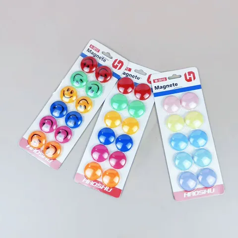 30mm Macaron Colored Whiteboard Magnets Round Smiley Face Number Strong Magnetic Push Pins For Office School Fridge Home Decor