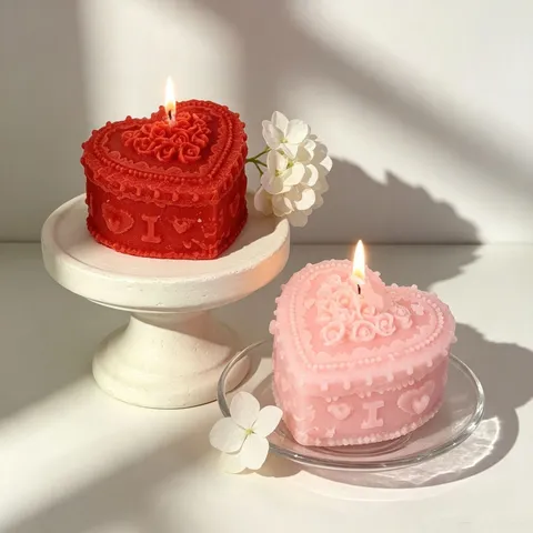 Handmade Heart Shaped Rose Relief Scented Candle Soy Wax Jewelry Box Style Candle For Valentine's Day Wedding Proposal Gift Romantic Home Decor
