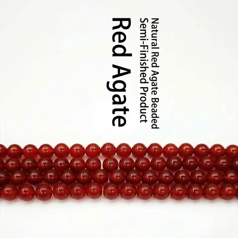 Natural Red Agate Round Beads Semi-Finished DIY Beaded Bracelet Necklace Jewelry Making Accessories
