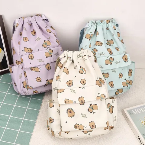 Zaino Casual Leggero per Bambini Stampa Capibara Carino Zainetto Scolastico in Poliestere per Ragazze e Ragazzi