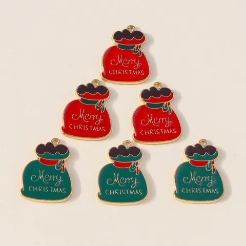 Cartoon Zinc Alloy Christmas Lucky Bag Charms Enamel Pendants For DIY Bracelet Necklace Keychain Making Holiday Jewelry Accessories