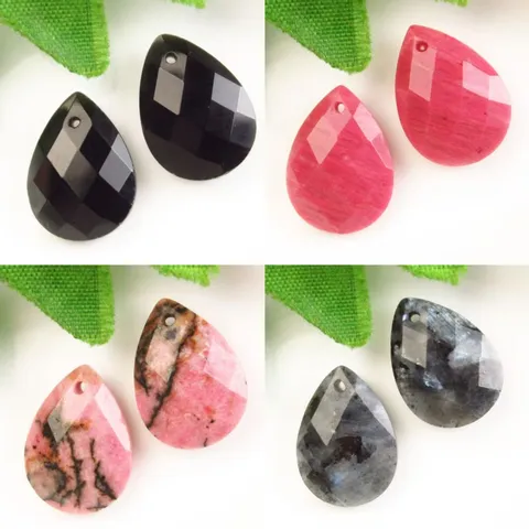 Colgante de Lágrima Plana de Ágata de Cristal Natural Diseño Facetado DIY Collar Pendiente Accesorio de Joyería Multicolor