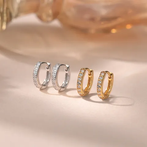Minimaliste Argent Sterling 925 Géométrique Zircon Boucles d'OreillesCréoles Pour Femmes Mode OL Bijoux