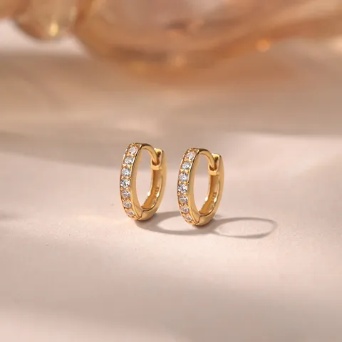 Minimaliste Argent Sterling 925 Géométrique Zircon Boucles d'OreillesCréoles Pour Femmes Mode OL Bijoux