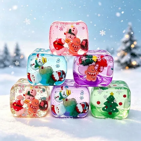 Christmas Maltose Square Squishy Toy Slow Rebound Ice Snowflake Sensory Stress Relief Toy Festive Party Gift