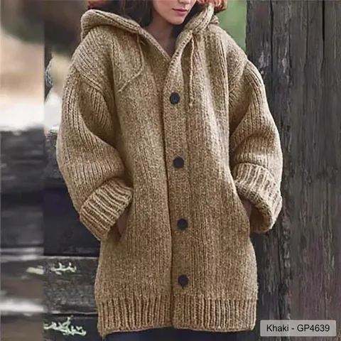 Dames Casual Met Capuchon Vest Lange Mouw Zakken Gebreide Trui Effen Kleur Open Voorkant Bovenkleding Herfst Winter Mode Jas