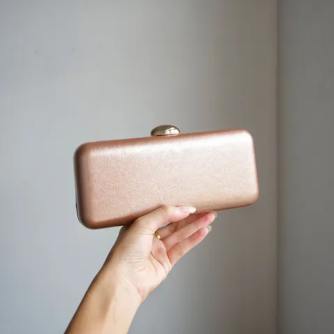 Luxury Metallic PU Leather Evening Bag For Women Urban Simple Style Metallic Texture Square Handheld Clutch Party Handbag