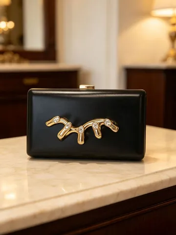 Futuristic Metallic Liquid Box Clutch Bag Elegant Rhinestone Square Purse For Women Party Banquet Event Hard Shell Handbag