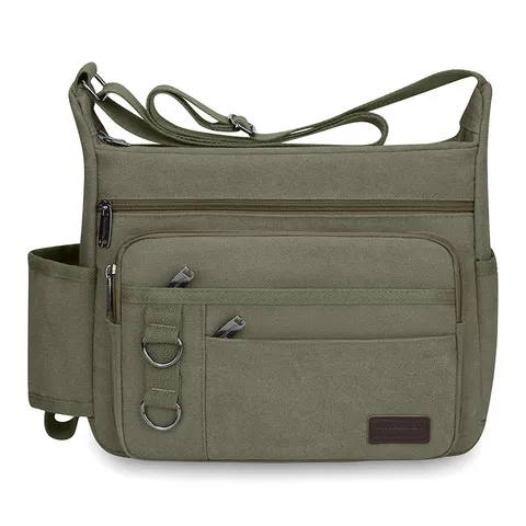 Herren Retro Canvas Umhängetasche Große Kapazität Multi-Taschen Schultertasche Für Lässige Reisen Täglich Haltbare Arbeit Satchel