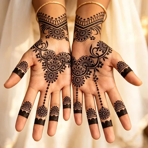 Pochoir de Tatouage au Henné Indien pour Femmes Mariée Main Motif Rose Lune Mandala Décoration de Tatouage Temporaire