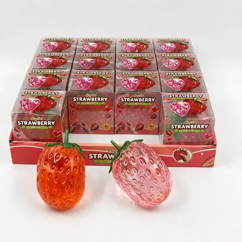 Transparant Aardbei Squishy Speelgoed Leuke Fruit Stressverlichting Fidget Speelgoed Geschenkdoos Verpakking Zacht Langzaam Stijgend Sensorisch Speelgoed