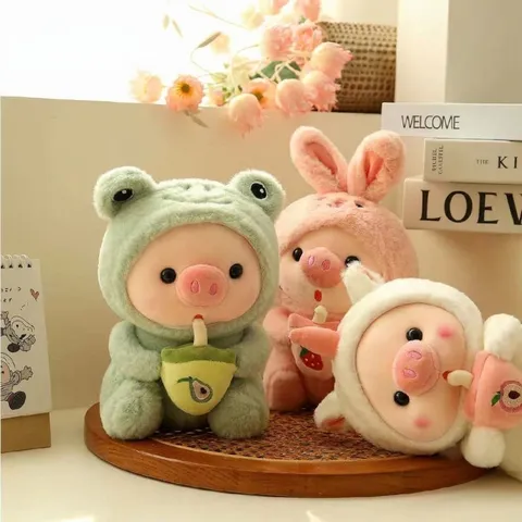 Süß Verwandlung Milch Tee Schwein Plüschtier Gestopft Tier Puppe Weich Kaninchen Tiger Frosch Einhorn Kind Geschenk