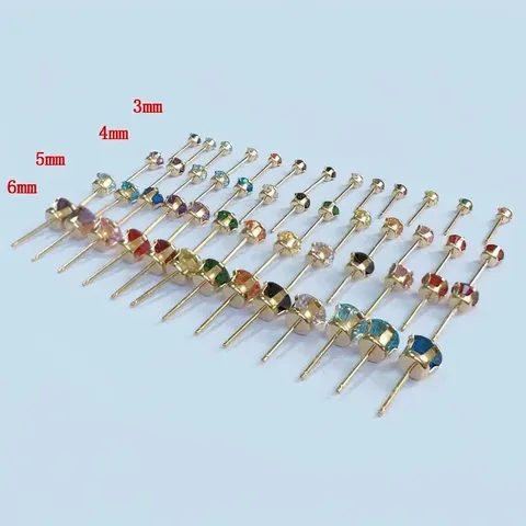 14K Goud Gevulde Zirkonia Vier Prongs Oorknopjes Ronde Kleurrijke CZ Minimalistische Mode Oorsieraad Cadeau Voor Vrouwen