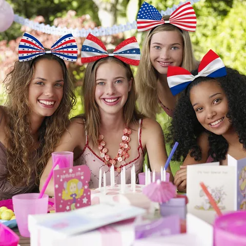 American Independence Day Bowknot Headband Red White Blue Stars And Stripes Hair Hoop Patriotic Party Hair Accessories