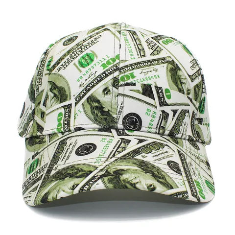 Gorra De Béisbol Unisex A La Moda Con Estampado De Dólares Ajustable De Algodón Estilo Hip Hop Callejero Protección Solar Visera Curva