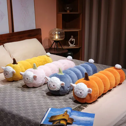 Morbido Cartone Animato Zucca Pecora Cuscino Lungo Peluche Animale Pecora Bambola Giocattolo Lenitivo Per Ragazze Arredamento Casa 90cm