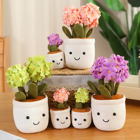 Giocattolo di Peluche Creativo a Forma di Pianta di Ipomea con Vaso Ricamato con Viso Sorridente Morbido Peluche per Ciondolo Borsa Decorazione Stanza Regalo