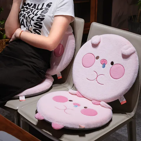 Coussin de Siège en Mousse à Mémoire de Forme Cochon Rose Peluche Douce Galette de Chaise Ronde pour Bureau Décoration Maison