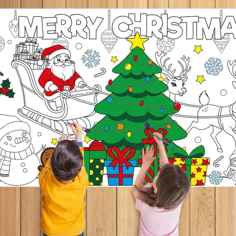 Weihnachten Malen Poster Rolle Riesen Kinder DIY Zeichenpapier Weihnachtsfeier Dekoration Feiertag Bildungsbastelbedarf