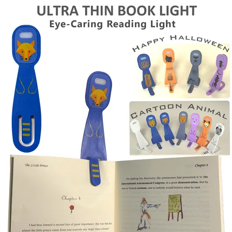 Mini LED Book Light Eye-Caring Reading Light Rechargeable Portable Clip-on Booklight For Reading In Bed Travel Night Light Cartoon Animal Design