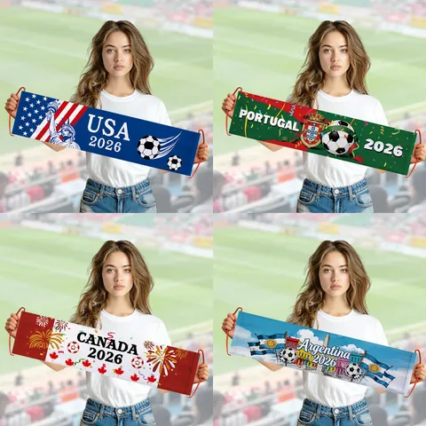 Striscione a Mano della Coppa del Mondo in Poliestere Bandiera per Tifo Partita di Calcio Accessorio per Decorazione Festa Sportiva