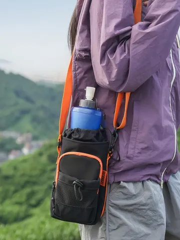 Nylon Outdoor Sports Mobile Phone Crossbody Bag Lightweight Waterproof Shoulder Pouch With Mesh Pocket For Hiking Traveling