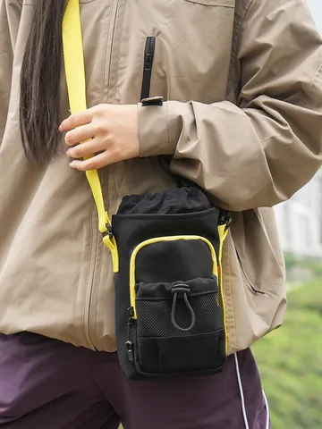 Nylon Outdoor Sports Mobile Phone Crossbody Bag Lightweight Waterproof Shoulder Pouch With Mesh Pocket For Hiking Traveling