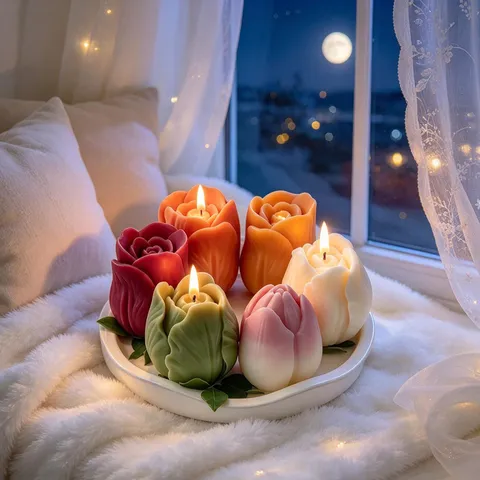 Tulpen Siliconen Vormen Voor Het Maken Van Kaarsen Elegant Romantisch DIY Gips Ornament Aromatherapie Steen Wax Vormen Handgemaakte Craft Bloemenvormen