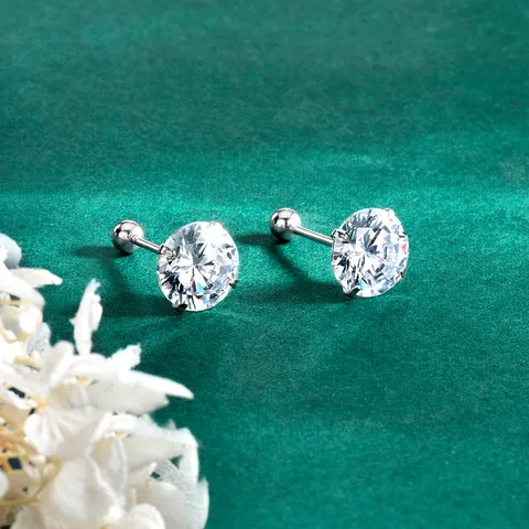 Orecchini a Bottone in Argento Sterling S925 Con Moissanite Orecchini a Quattro Griffe Con Chiusura a Vite Moissanite D Colore VVS1 Regalo Gioielli Donna Con Certificato GRA