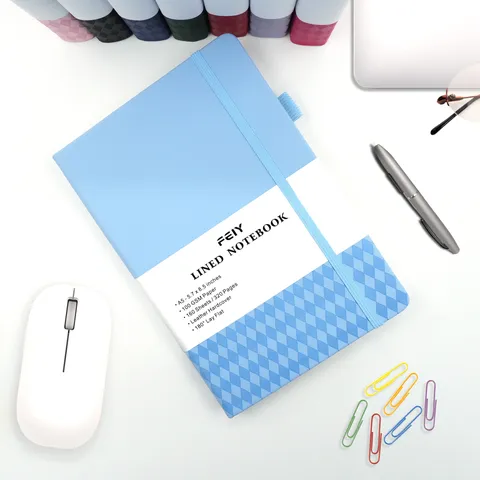Taccuino con Copertina Rigida Diario in Pelle Rigato Libro di Scrittura Con Fascia Elastica Portapenne Forniture per Ufficio