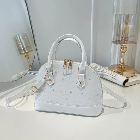 Bolso de Mano Concha de Cuero PU de Moda para Mujer Elegante Estampado de Estrellas Bolso de Hombro Casual Diario