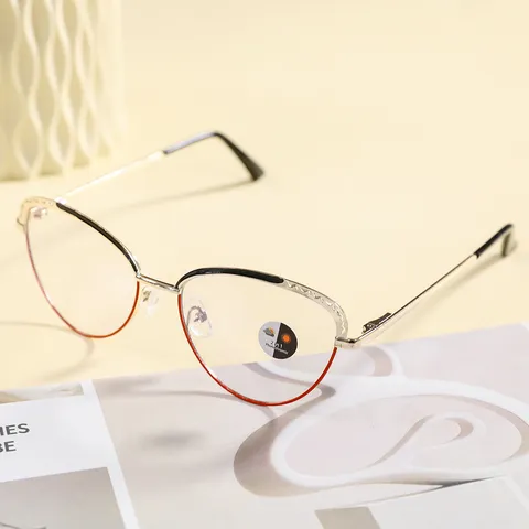 Women's Retro Cat Eye Metal Frame Anti-Blue Light Photochromic Glasses Vintage Gold Wire Fashion Optical Eyeglasses Frame