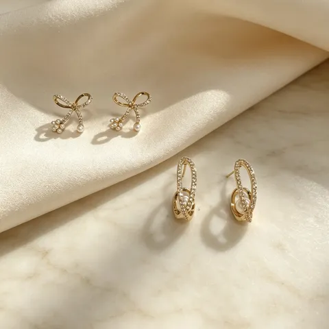 French Bohemian 925 Sterling Silver Earring Post Zirconia Artificial Pearl Round Stud Earrings Retro Ethnic Gold Plated Women Jewelry