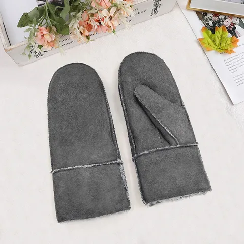 Winter Warm Faux Sheepskin Gloves For Men Women Fleece Lined Mittens Five Finger Thermal Gloves Windproof Outdoor Fashion Gloves