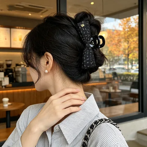 Pince Crabe Vintage Avec Nœud Multicouche Imprimé Léopard Élégante Pince à Cheveux en Tissu Floral Accessoires Cheveux Rétro