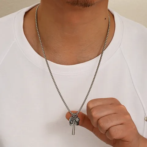 Stainless Steel Baseball Theme Pendant Necklace With Glove Bat Cap Sports Jewelry For Unisex Hip Hop Trend Style Gift