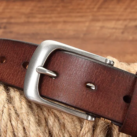 Ceinture en Cuir de Vachette Fleur Vintage Pour Hommes Femmes Boucle à Ardillon en Alliage Décontracté Rétro Fait Main