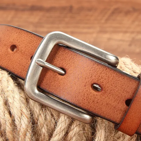 Ceinture Vintage en Cuir de Vachette de Première Couche pour Hommes Ceinture Fait à la Main Boucle à Ardillon pour Jeans